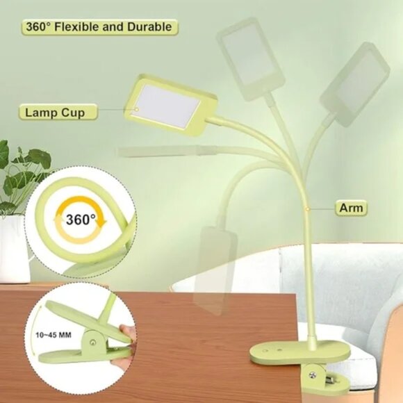 NEW Clip Reading Light Amber Light Bed Computer Reading Rechargeable 5 Colors - Picture 4 of 9